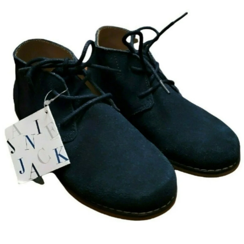 Janie and Jack Dark Navy Blue Suede Leather Boots Size 12 NWT